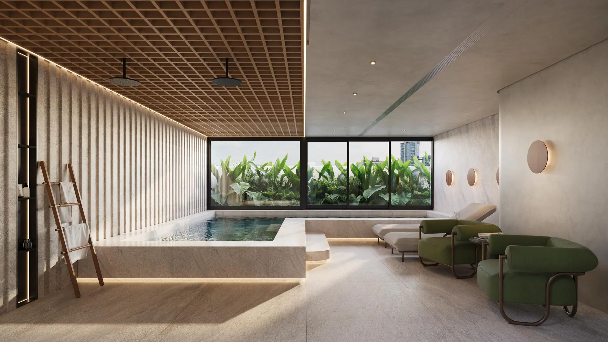 Cais, piscina térmica indoor