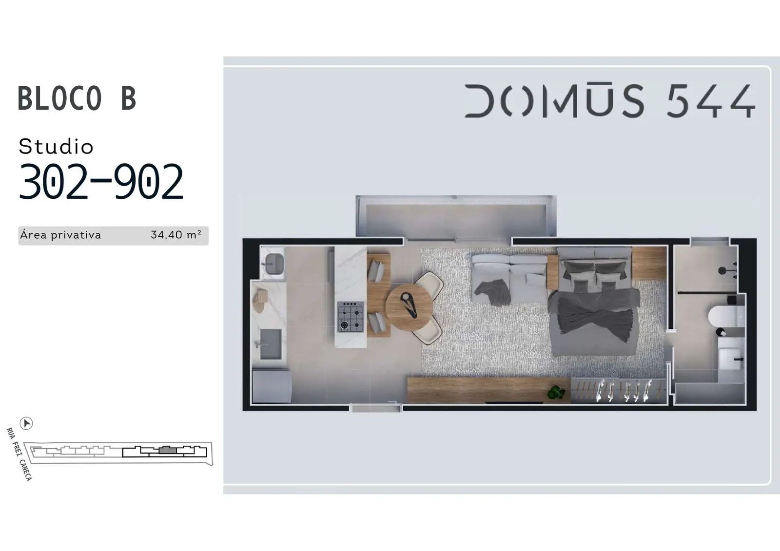 Planta da cota 702 B do Domus 544, Studio, 34,40 m²